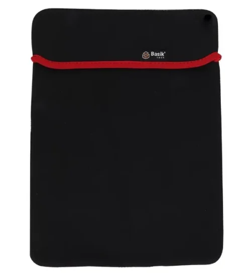 Funda reversible para laptop 15.6" BASIK TECH – Neopreno grueso, doble faz rojo/negro, protección antigolpes