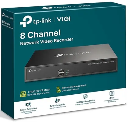 Grabador NVR TP-Link VIGI NVR1008H 8 canales, H.265+, hasta 10TB, 5MP