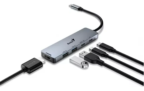 Hub Genius 5 Puertos 2 Usb 3.0-Hdmi-Usb Tipo C-Pd