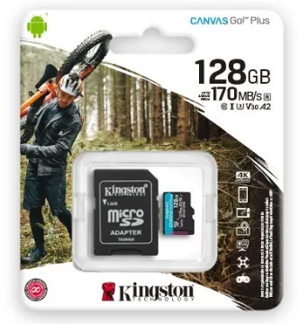 Tarjeta MicroSD 128GB Kingston Canvas Go! Plus – 170 MB/s, U3 V30 A2, Clase 10, 4K