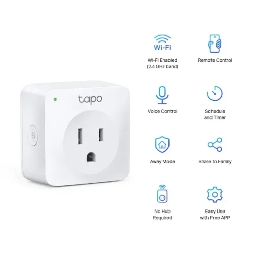 Mini enchufe inteligente Wi-Fi TP-Link Tapo P100 – Control remoto, Alexa y Google, diseño compacto