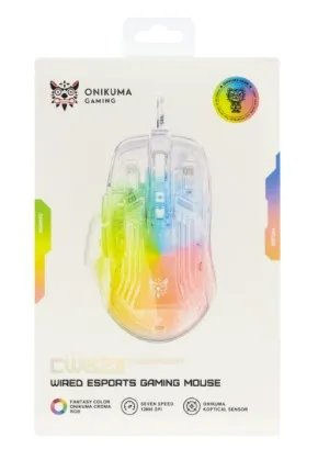 Mouse Gamer RGB ONIKUMA CW923 12800 DPI con Cable | Diseño Transparente y Ergonómico
