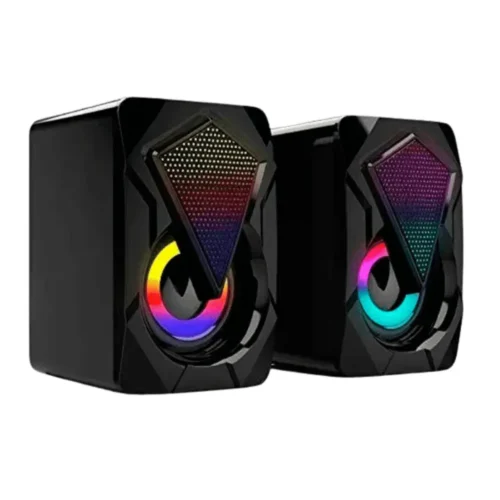 Parlantes USB RGB Jaltech para PC x2 – 6W, Bajo Reforzado, Luz LED, Control de Volumen