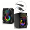 Parlantes USB RGB Jaltech para PC x2 – 6W, Bajo Reforzado, Luz LED, Control de Volumen