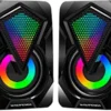 Parlantes USB RGB Jaltech para PC x2 – 6W, Bajo Reforzado, Luz LED, Control de Volumen