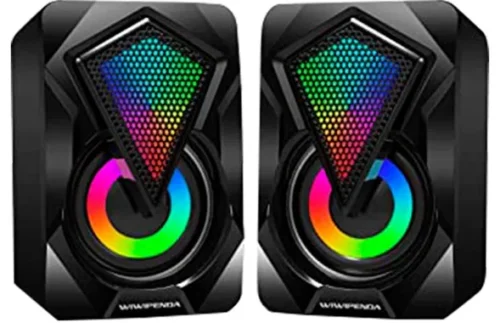 Parlantes USB RGB Jaltech para PC x2 – 6W, Bajo Reforzado, Luz LED, Control de Volumen