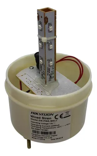 SIRENA CON CABLE DS-PMA-BELL – 110 dB, 12V, IP44, carcasa ABS, uso exterior/interior