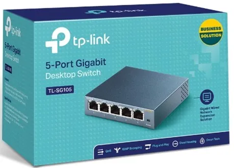 Switch TP-Link TL-SG105, 5 Puertos Gigabit, Metálico, Plug & Play