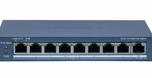 Switch PoE Inteligente Hikvision DS-3E1309P-EI/M – 8 Puertos 10/100 Mbps + 1 Gigabit, Largo Alcance y Gestión Avanzada