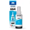Tinta Epson 664 Cian Original, 70 ml, Para Impresoras EcoTank
