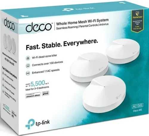 Sistema Wi-Fi Malla Deco M5 (3-pack) TP-Link AC1300, Cobertura hasta 5500 ft²